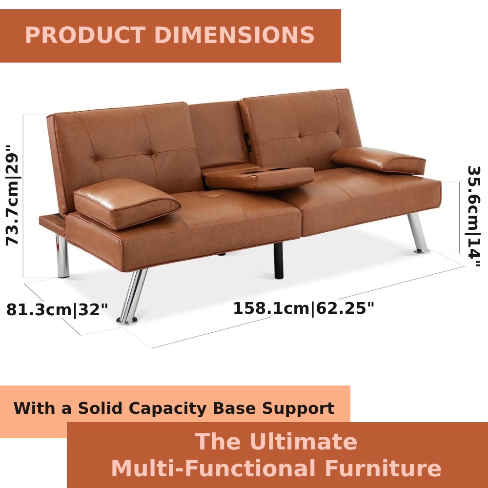 Futon Sofa Bed - Black: image 5