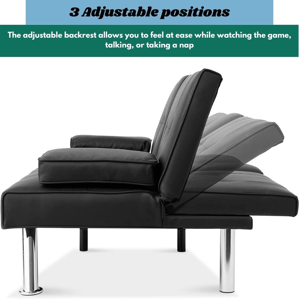 Futon Sofa Bed - Black: image 7