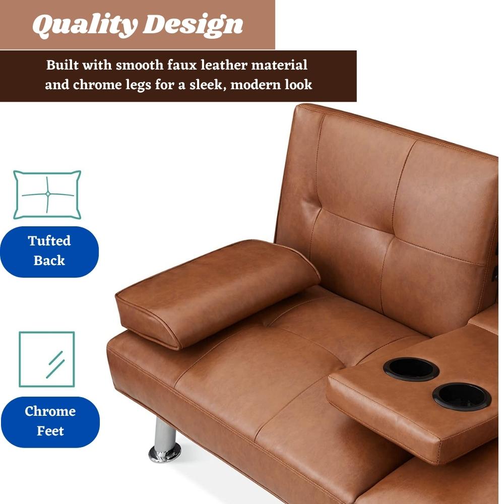 Futon Sofa Bed - Black: image 8