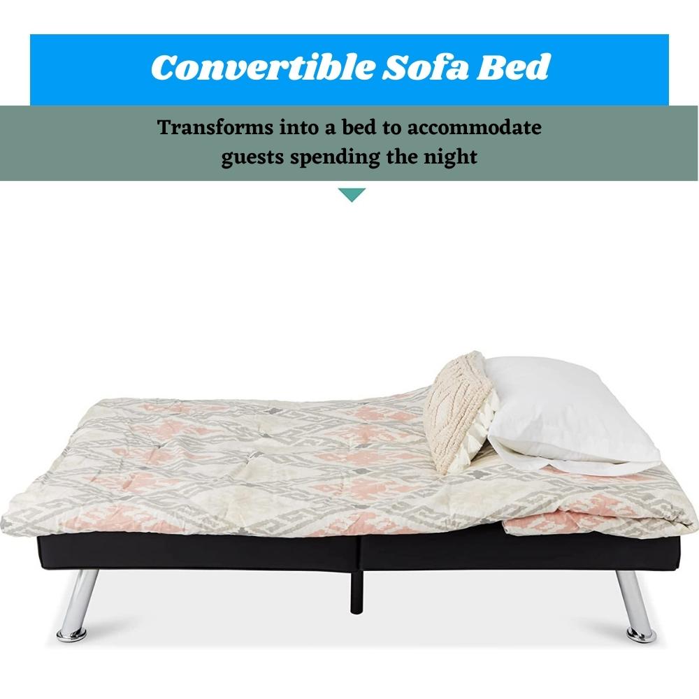 Futon Sofa Bed - Black: image 10