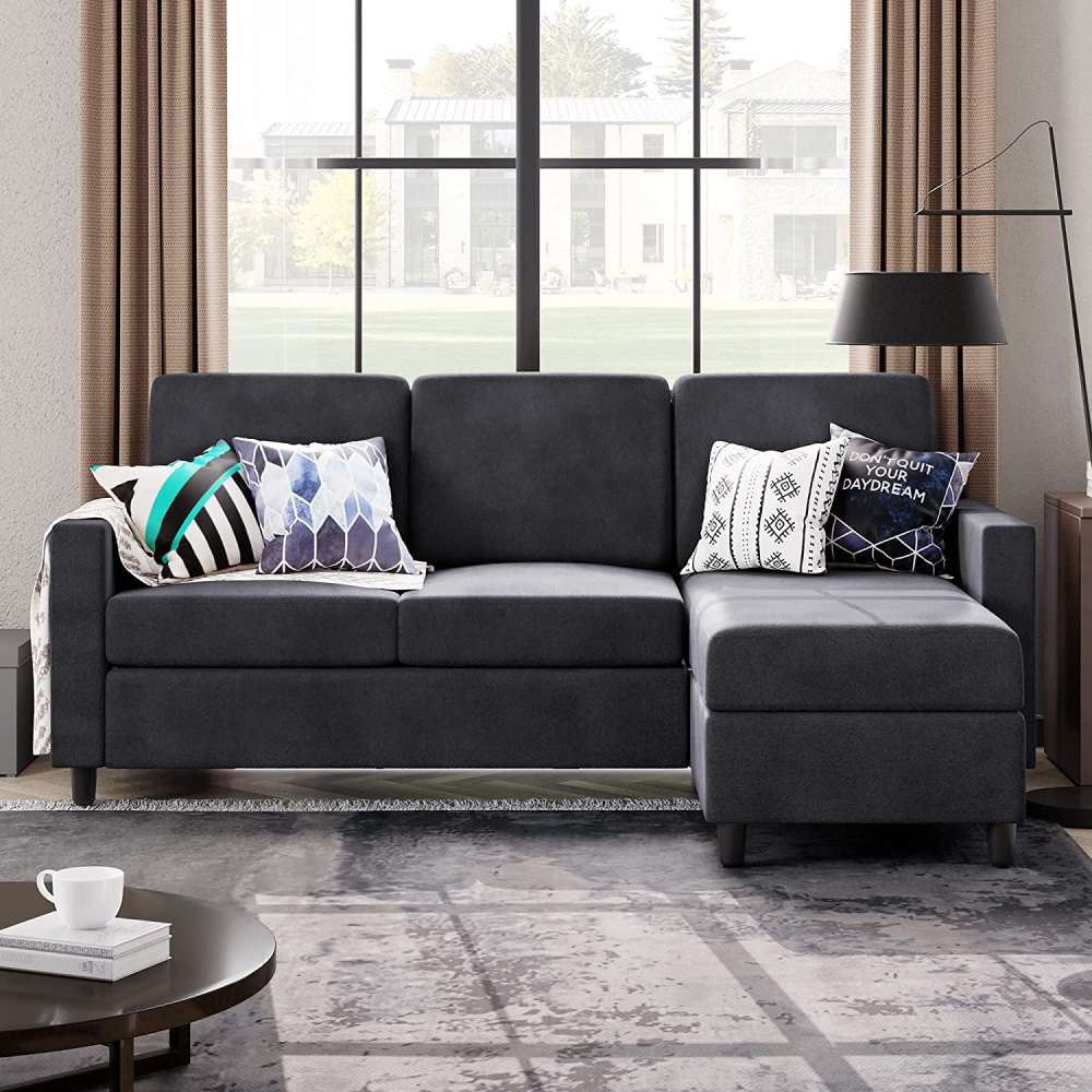 L-Shaped Couch - Dark Grey: image 2