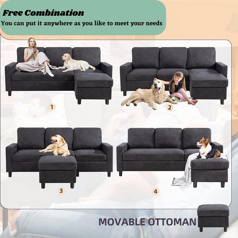 L-Shaped Couch - Dark Grey: image 9