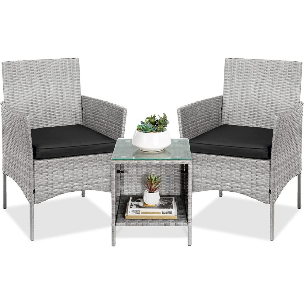 Outdoor Table and Chairs - Grey Black: image 3