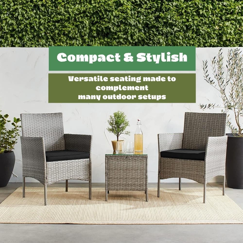 Outdoor Table and Chairs - Grey Black: image 7